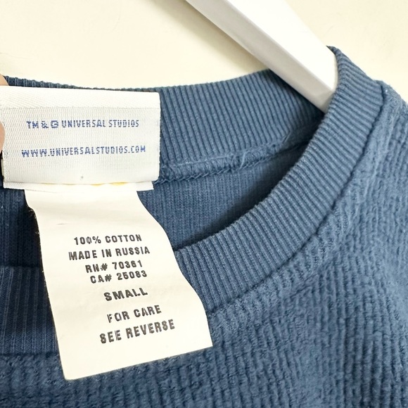 Vintage Universal Studios Corduroy Crewneck Sweatshirt Blue - Picture 6 of 9